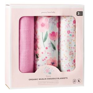 Pottery Barn Baby Flora Organic Muslin Swaddle Set in original packaging